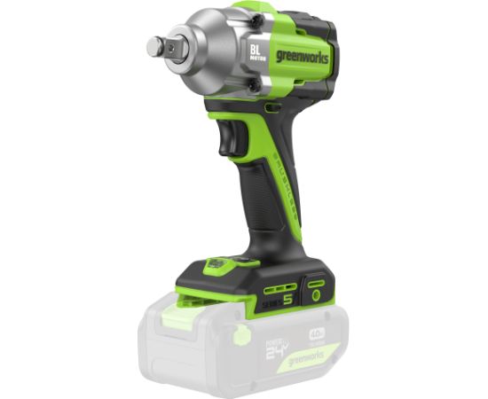 Triecienatslēga Greenworks IW5500; 24 V; 500 Nm (bez akumulatora un lādētāja) Trieciena uzgriežņu pistoles ar akumulatoru