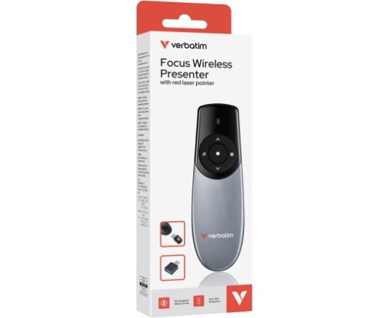 Verbatim 32365 Focus Wireless Presenter with Red Laser Pointer, Grey/Black Jaunumi - Datori