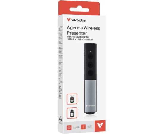 Verbatim 32366 Agenda Wireless Presenter with Red Laser Pointer, Grey/Black Jaunumi - Datori