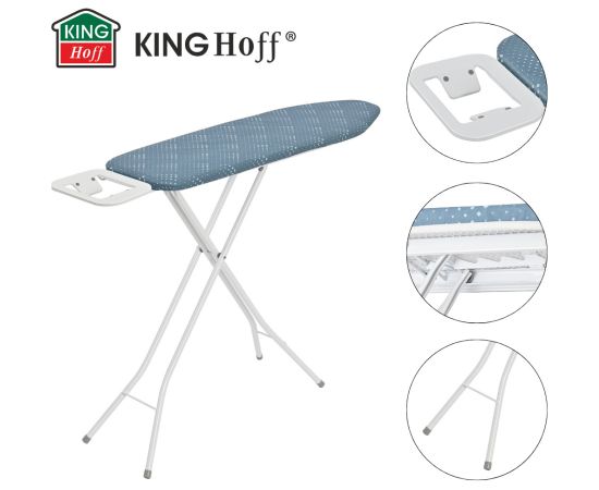 Gludināmais dēlis ar statīvu, 107,5 × 30,5 cm, 4 regulējami augstuma līmeņi, KINGHOFF, KH 1938 Veļas Gludināmie dēļi
