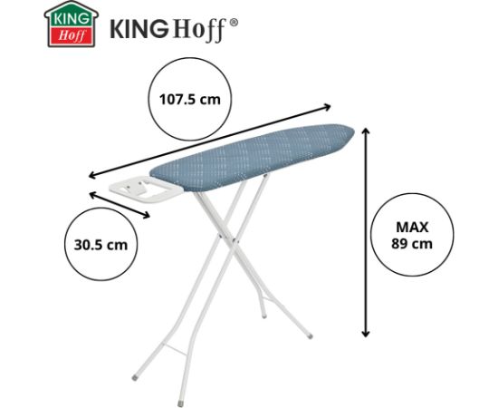 Gludināmais dēlis ar statīvu, 107,5 × 30,5 cm, 4 regulējami augstuma līmeņi, KINGHOFF, KH 1938 Veļas Gludināmie dēļi