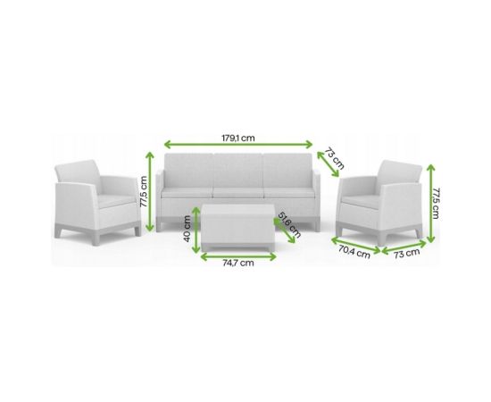 Keter Dārza mēbeļu komplekts Scandi Forma 3 Seater Set gaiši pelēks/tumša tērauda pelēks Jaunumi -Dārzam