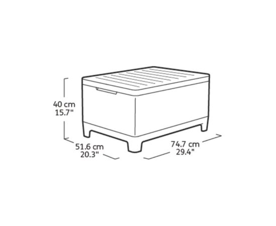 Keter Dārza galdiņš/uzglabāšanas kaste Scandi Storage Table oļu pelēks/gaiši bēšs Jaunumi -Dārzam