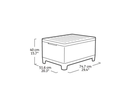 Keter Dārza galdiņš/uzglabāšanas kaste Scandi Storage Table pelēks Jaunumi -Dārzam