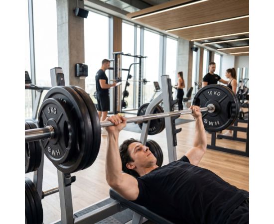 Gumijots svaru disks 50 mm TOD25 OLIMPIC PLĀKSNE MELNA 25 KG HMS Hanteles