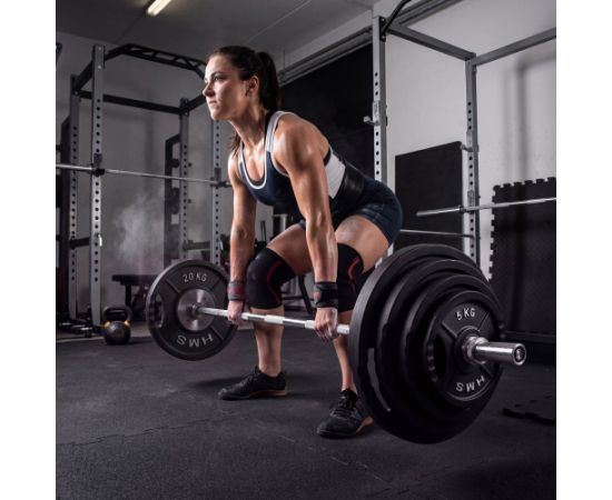 Gumijots svaru disks 50 mm TOD25 OLIMPIC PLĀKSNE MELNA 25 KG HMS Hanteles