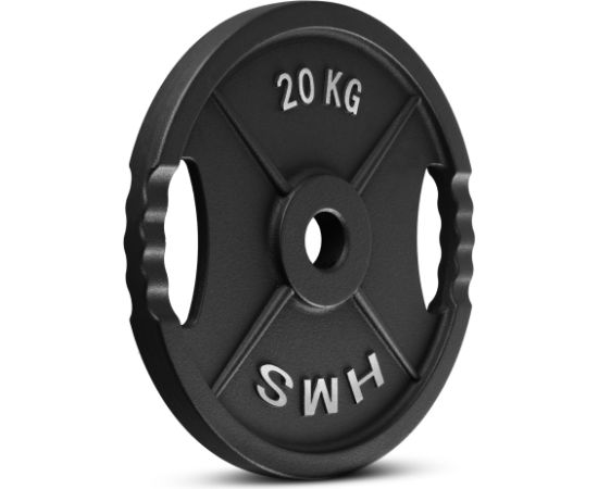 Gumijots svaru disks 50 mm TOD20 OLIMPIC PLĀKSNE MELNA 20 KG HMS Hanteles