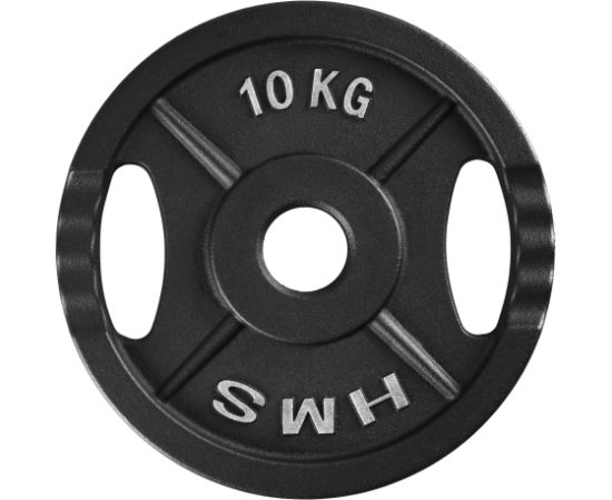 Gumijots svaru disks 50 mm TOD10 OLIMPIC PLĀKSNE MELNA 10 KG HMS Hanteles