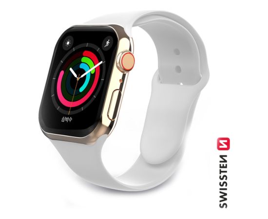 Swissten Silikona Siksniņa priekš Apple Watch 1/2/3/4/5/6/SE / 38 mm / 40 mm / Balta Smart-Watch aksesuāri
