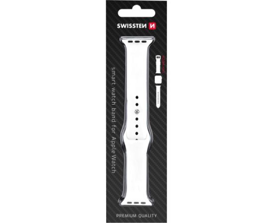 Swissten Silikona Siksniņa priekš Apple Watch 1/2/3/4/5/6/SE / 38 mm / 40 mm / Balta Smart-Watch aksesuāri