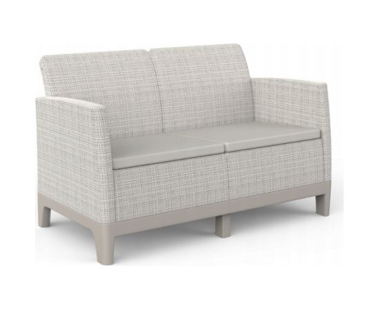 Keter Dārza dīvāns divvietīgs Scandi Form 2 Seater Sofa oļu pelēks/gaiši bēšs Dārza dīvāni 