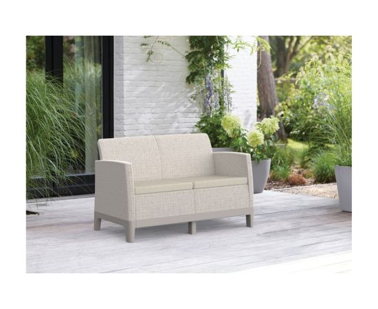 Keter Dārza dīvāns divvietīgs Scandi Form 2 Seater Sofa oļu pelēks/gaiši bēšs Dārza dīvāni 