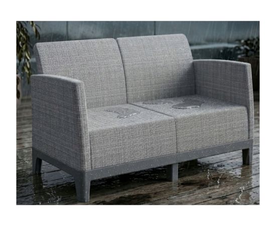 Keter Dārza dīvāns divvietīgs Scandi Form 2 Seater Sofa gaiši pelēks/tumša tērauda pelēks Dārza dīvāni 
