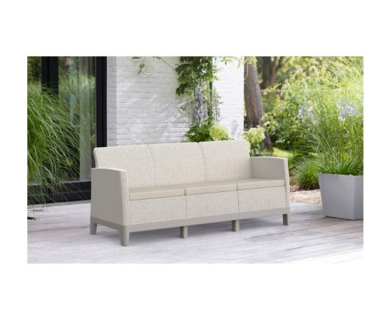 Keter Dārza dīvāns divvietīgs Scandi Form 3 Seater Sofa oļu pelēks/gaiši bēšs Dīvāni