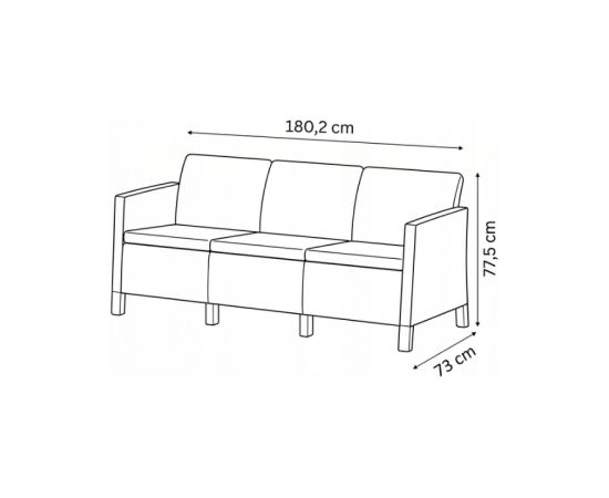Keter Dārza dīvāns divvietīgs Scandi Form 3 Seater Sofa gaiši pelēks/tumša tērauda pelēks Dīvāni