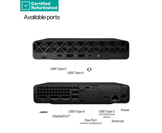 RENEW SILVER HP EliteDesk 8 G1i Mini - Ultra 9-285, 64GB, 1TB SSD, USB Mouse, Win 11 Home, 1 years / 5N002EAR#ABU Personālie datori