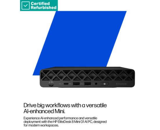 RENEW SILVER HP EliteDesk 8 G1i Mini - Ultra 9-285, 64GB, 1TB SSD, USB Mouse, Win 11 Home, 1 years / 5N002EAR#ABU Personālie datori