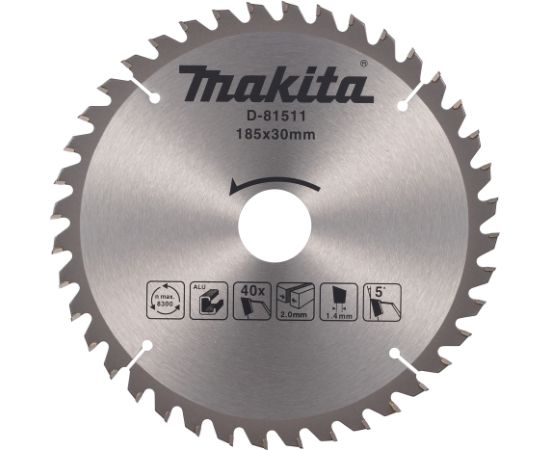 Griešanas disks alumīnijam Makita D-81511; TCT; 185x30 mm; Z40 Zāģripas