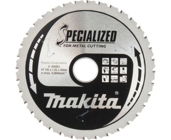 Griešanas disks metālam Makita SPECIALIZED; 185x30 mm; Z36; 0° Zāģripas