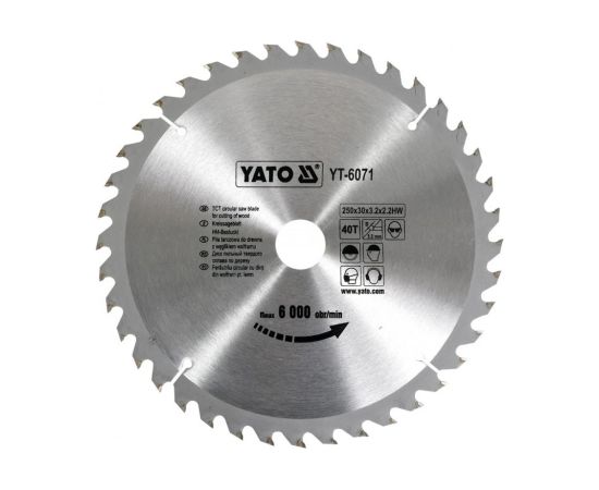 Griešanas disks kokam Yato YT-6071; 250 mm Zāģripas