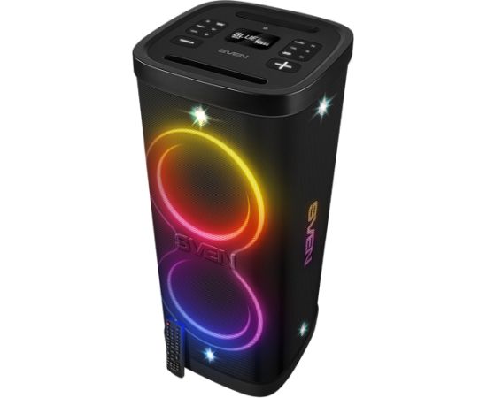 Speaker Party Box SVEN PS-1250, black (300W, TWS, IPx4, Bluetooth, FM, USB, microSD, LED-display, 13500mAh) Bezvadu skaļruņi