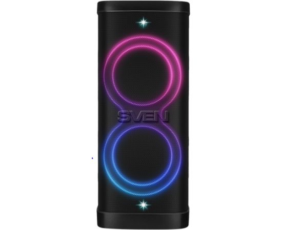 Speaker Party Box SVEN PS-1250, black (300W, TWS, IPx4, Bluetooth, FM, USB, microSD, LED-display, 13500mAh) Bezvadu skaļruņi