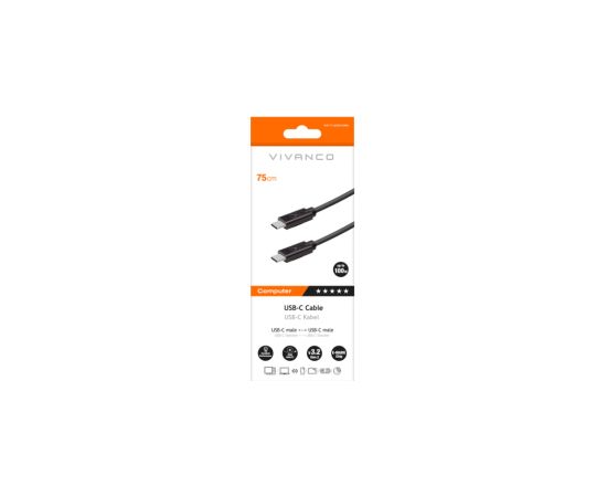 Kabelis Vivanco USB-C up to 100W v3.2 Gen2 Дата USB-кабели