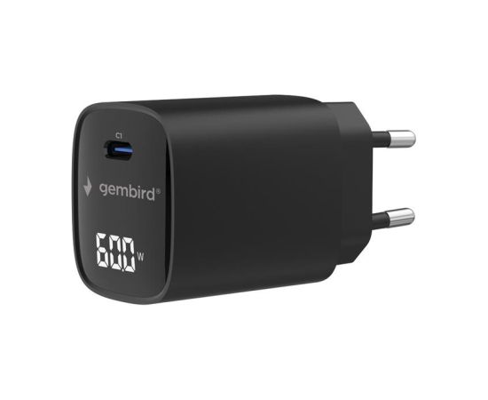 Gembird TA-UC-1C-PD60LCD-01-BK 60W USB Type-C fast charger, LCD, black Gembird Новинки смартфонов и телефонов
