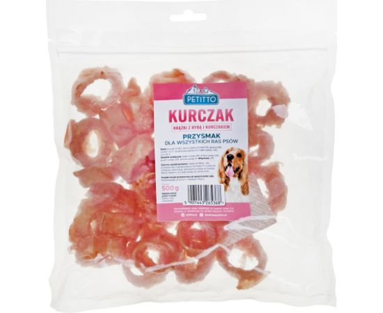 PETITTO Fish and chicken rings - dog treat - 500 g Suņu barība
