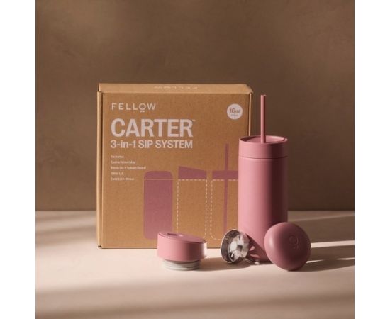 Kubek termiczny 473 ml Carter Move Mug 3w1 +3 nakrętki Fellow pudrowy różowy Термо кружки