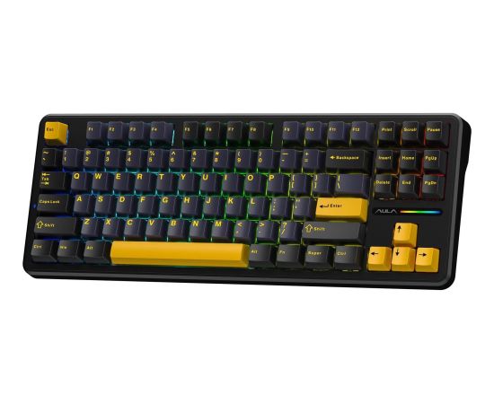 AULA Gasket F87 Thunder Black GrayWood RGB Keyboard Klaviatūras