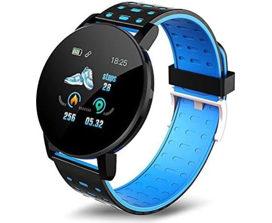 iWear   Smart Band 119s Plus Fitness Tracker Heart Rate & Sleep Monitor Black White Smart-Watch Pulksteņi