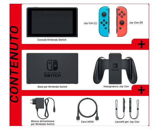 Nintendo Switch portable game console 15.8 cm (6.2") 32 GB Touchscreen Wi-Fi Blue, Grey, Red Игровые приставки