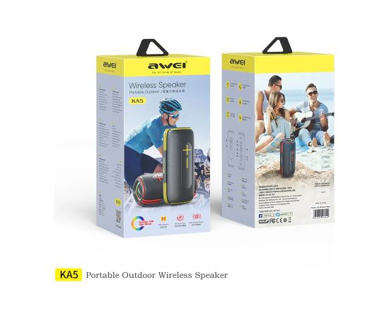 Bluetooth portable speaker Awei KA5 20W black-yellow Bezvadu skaļruņi