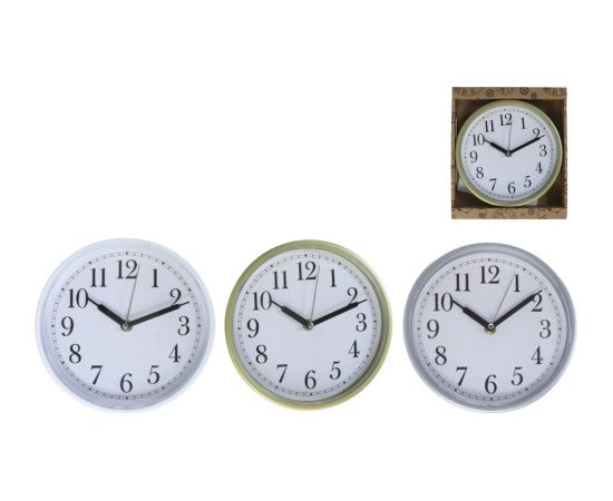 Sienas pulkstenis 20 cm, 3 veidi, 20,0 x 20,0 x 3,5 cm, DECORLIFE Pulksteņi