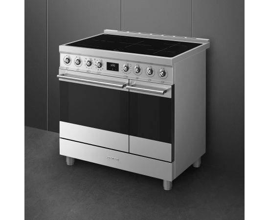 SMEG C92IPX2 Symphony Classic Stainless steel Elektriskā plīts ar Indukcijas virsmu 90x60cm Elektriskās plītis