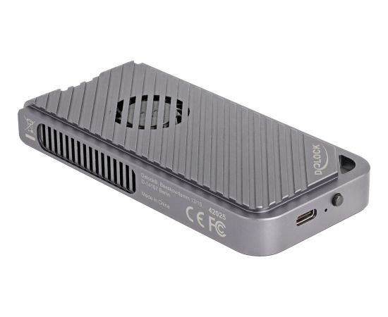 DeLOCK drive enclosure M.2 NVMe USB 40 Gbps Gaming Style (gray, tool-free, with LED and fan) Korpusi ārējiem HDD, SSD