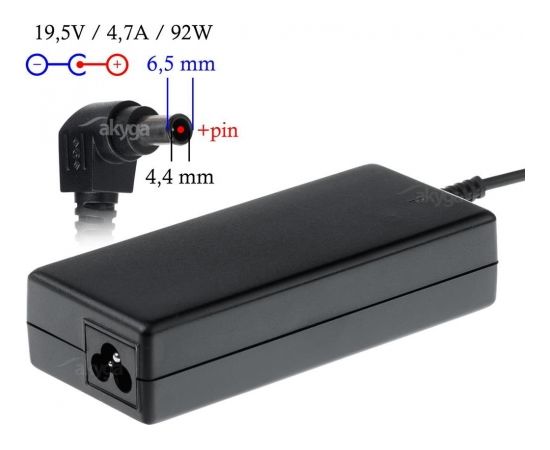 Akyga notebook power adapter AK-ND-20 19.5V/4.7A 92W 6.5x4.4 mm + pin SONY