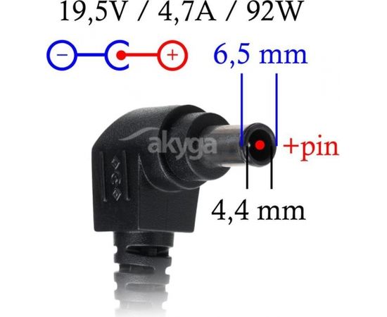 Akyga notebook power adapter AK-ND-20 19.5V/4.7A 92W 6.5x4.4 mm + pin SONY