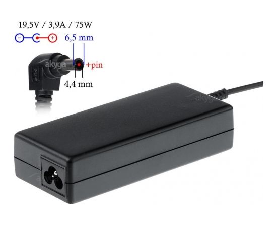 Akyga notebook power adapter AK-ND-19 19.5V/3.9A 75W 6.5x4.4 mm + pin SONY