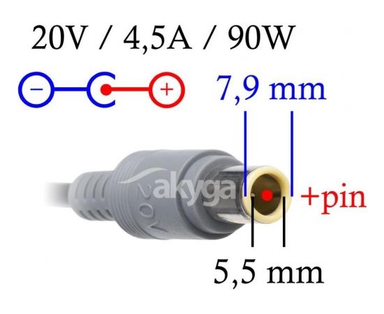 Akyga notebook power adapter AK-ND-18 20V/4.5A 90W 7.9x5.5 mm + pin LENOVO