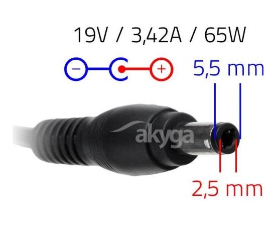 Akyga notebook power adapter AK-ND-01 19V/3.42A 65W 5.5x2.5 mm ASUS/TOSHIBA/LENO