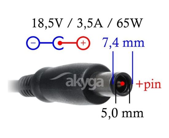 Akyga notebook power adapter AK-ND-03 18.5V/3.5A 65W 7.4x5.0 mm + pin HP