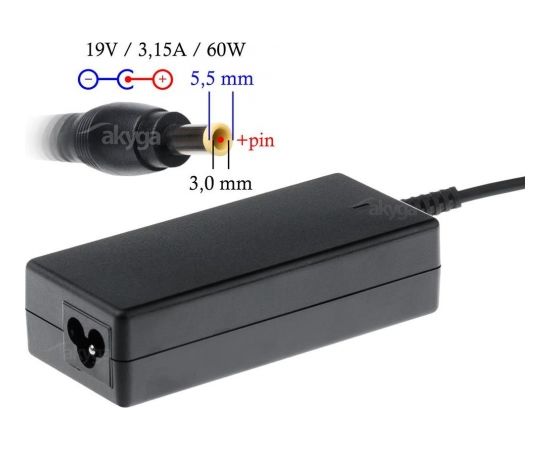 Akyga notebook power adapter AK-ND-13 19V/3.16A 60W 5.5x3.0 mm + pin SAMSUNG