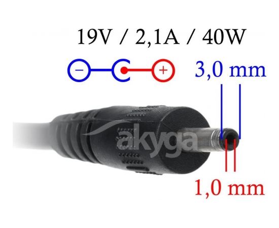 Akyga notebook power adapter AK-ND-22 19V/2.1A 40W 3.0x1.0 mm SAMSUNG