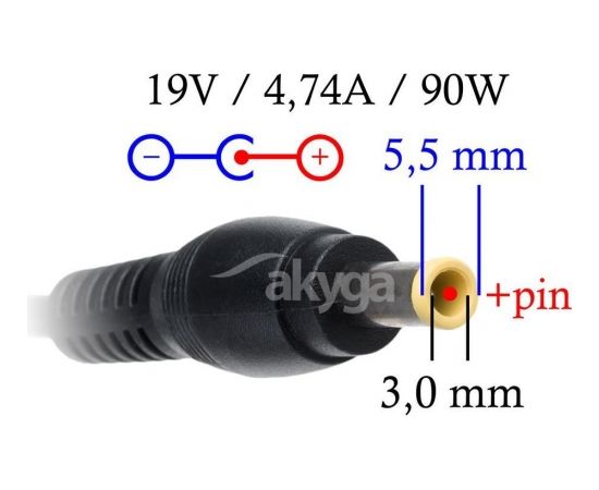 Akyga notebook power adapter AK-ND-27 19V/4.74A 90W 5.5x3.0 mm + pin SAMSUNG