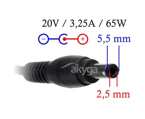 Akyga lādētājs datoriem AK-ND-17 20V/3.25A 65W 5.5x2.5 mm FUJITSU SIEMENS