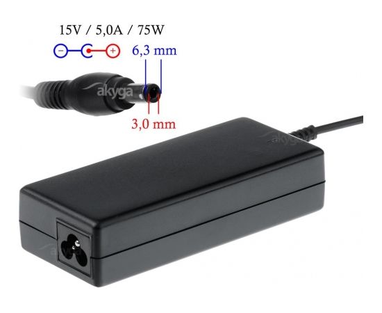 Akyga notebook power adapter AK-ND-14 15V/5.0A 75W 6.3x3.0 mm TOSHIBA