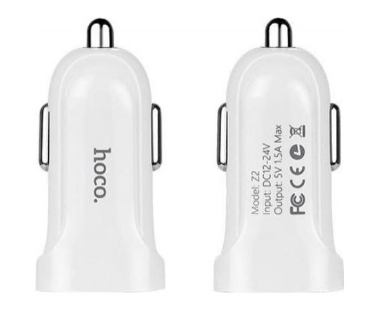 Hoco Z2  Universāls Auto DC 12-24V USB Socket 1.5A Adaptīvs Ātrs Lādētājs Telefonam / Planšetdatoram Balts