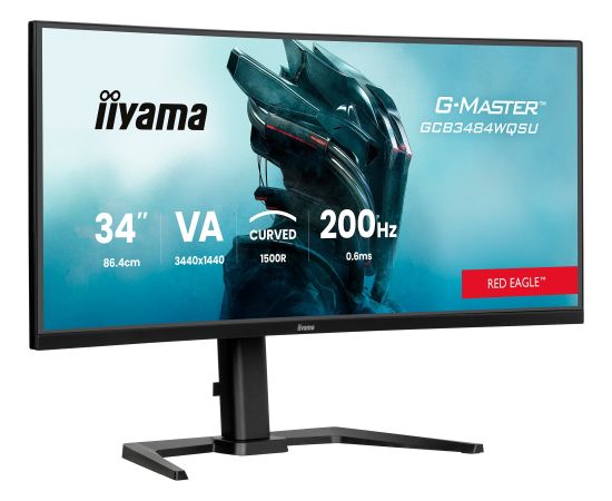 Iiyama G-Master GCB3484WQSU-B2 (86 cm (34 inches), black, UWQHD, VA, curved, dual mode, USB hub, 200Hz panel) Monitori
